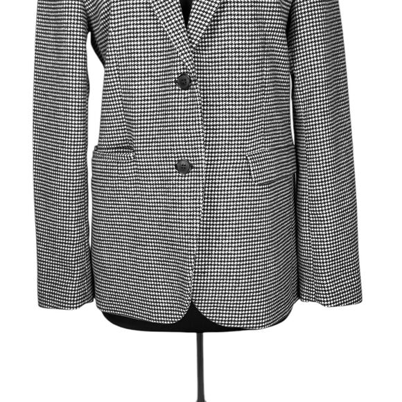 Uniqlo Women's Blazer Black White Houndstooth Check Wool Blend Suit Jacket M - Picture 7 of 9